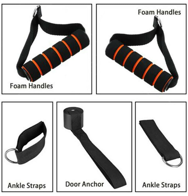 11 PIECES RESISTANCE BANDS TUBE SET FITNESS WORKOUT