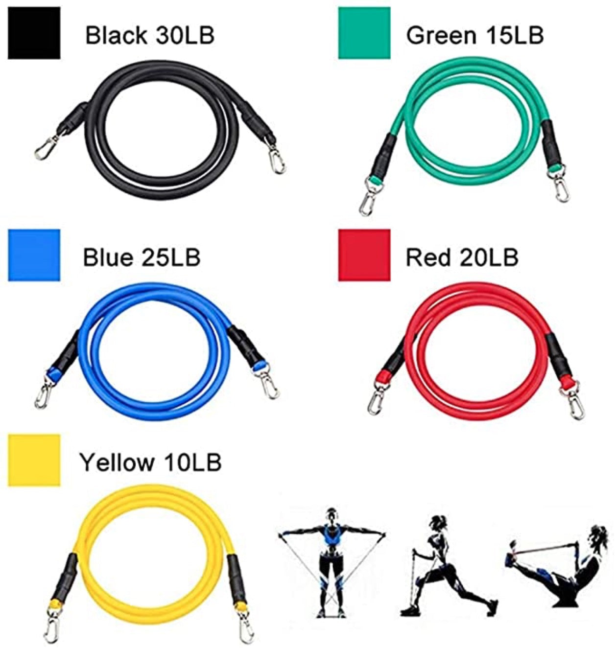 11 PIECES RESISTANCE BANDS TUBE SET FITNESS WORKOUT